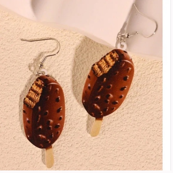❤️ FREE Chocolate Ice Cream Icecream Pop Popsicle Summer Hipster Chic Earrings - Picture 2 of 4